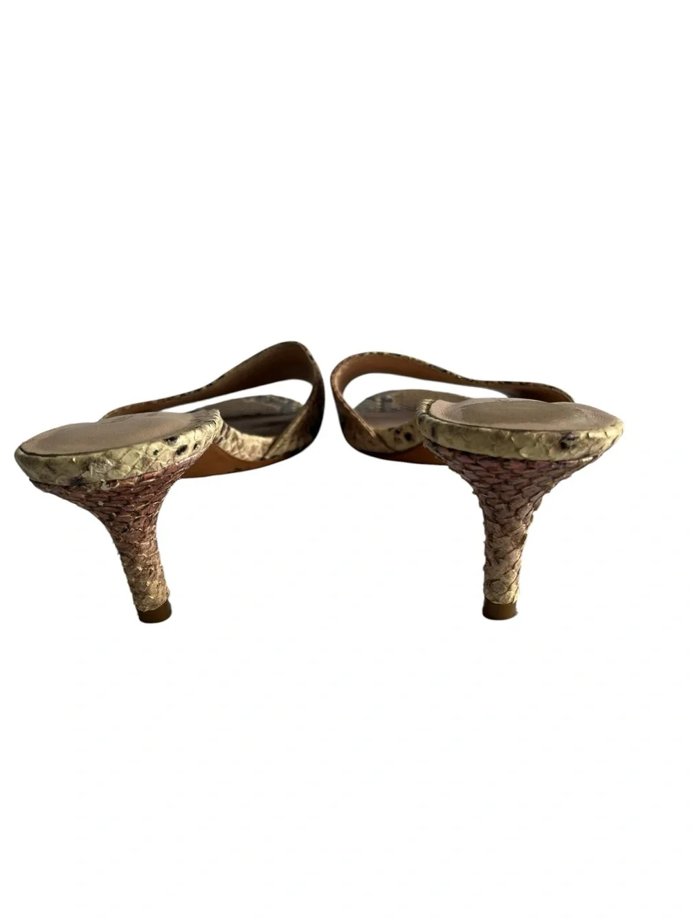 Kate Spade Metallic Leather Snake-Embossed Kitten Heel Slide Sandals -Sz 6